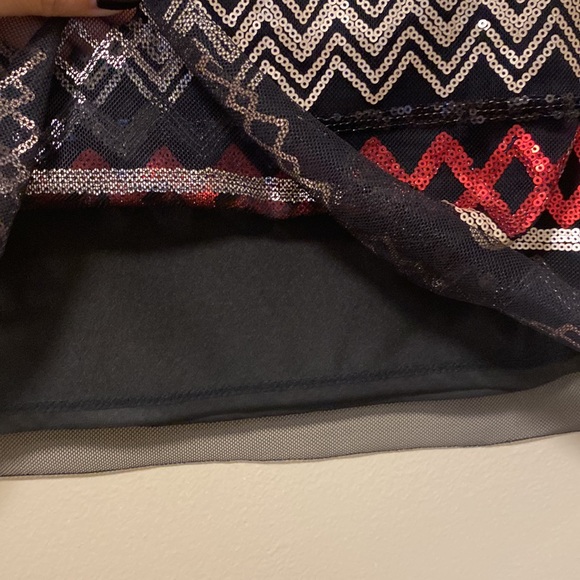 Chelsea & Violet Black Mini Skirt with Red Silver & Gold Sequin - Picture 4 of 8